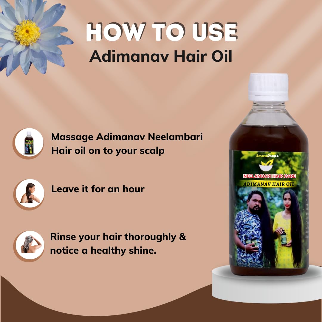 Smartdrops Adimanav Neelambari Adimanav Herbal Hair Oil For Hair Growth | Neelambari Adimanav Hair Oil | For Women and Men,100 ml