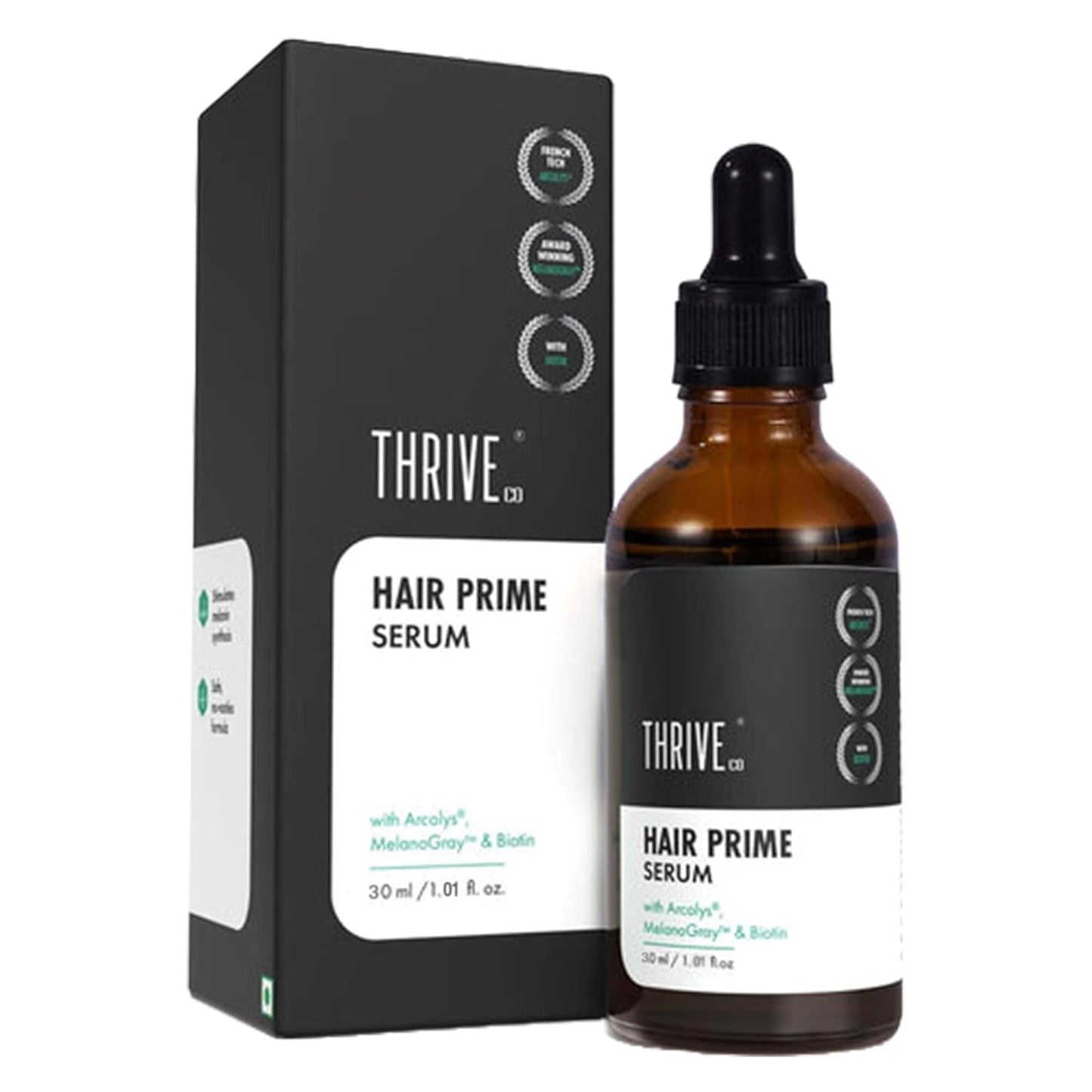 Thrive Hair Prime Serum bottle and packaging on a white background