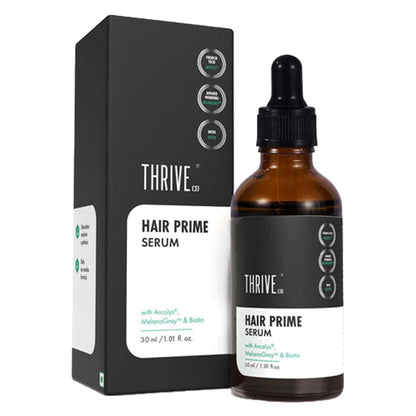 Thrive Hair Prime Serum bottle and packaging on a white background