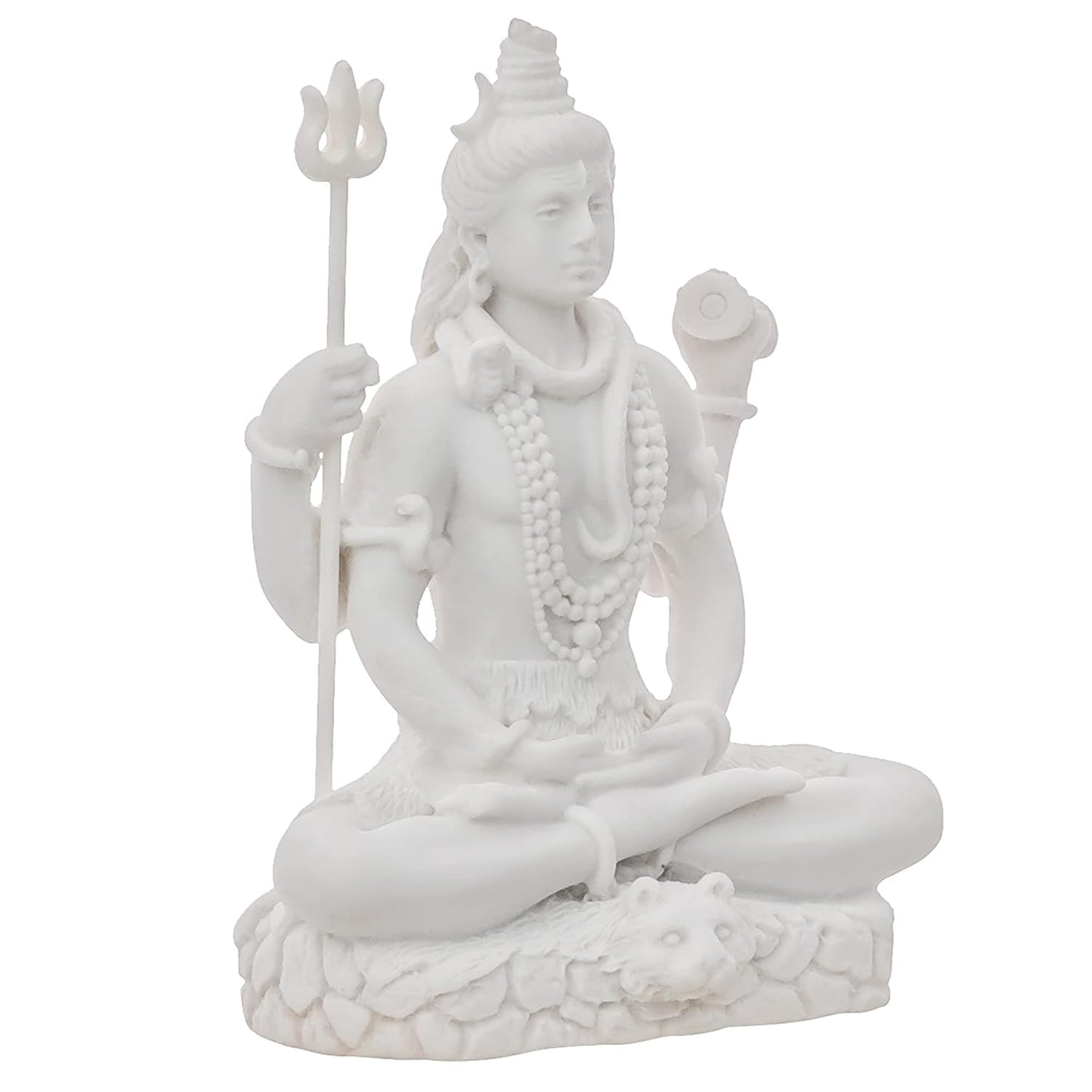eCraftIndia White Resin Meditating Lord Shiva Statue | Lord Shiva Idol for Home Decor Pooja Room Office Car Dashboard | Shiv Murti | Shiv Idol Gift for Diwali Housewarming Maha Shivratri Birthday