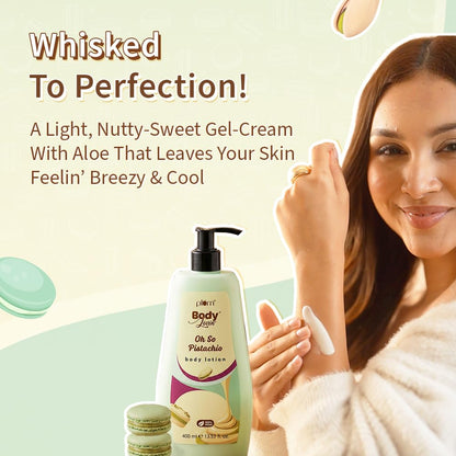 Plum BodyLovin’ Pistachio Body Lotion | Fresh Nutty Pistachio & Hazelnut Notes | Gel-Cream Formula with Aloe, Vitamin E & B5 | Deep Moisturization & Fast Absorption | Non - Greasy | For Dry–Very Dry Skin | 400 ml