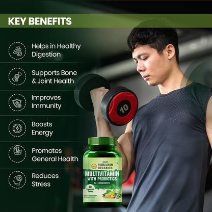 Vlado’s Himalayan Organics Multivitamin Tablets for Men & women With Probiotics - 60+ Ingredients multi Vitamins Supplement For Men And Women | VItamin B1,B2,B3,B5,B6B9,B12,C,E,A,K2,D Magneisum with 5B CFU Probiotic Blends 60 Veg Tablets
