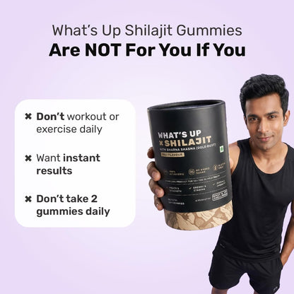 What's Up Wellness Shilajit/Shilajeet Gummies | 200 Mg Resin With 24 Carat Gold Dust | Improves Strength, Stamina And Overall Immunity| No Added Sugar| Shilajit for Men & Women