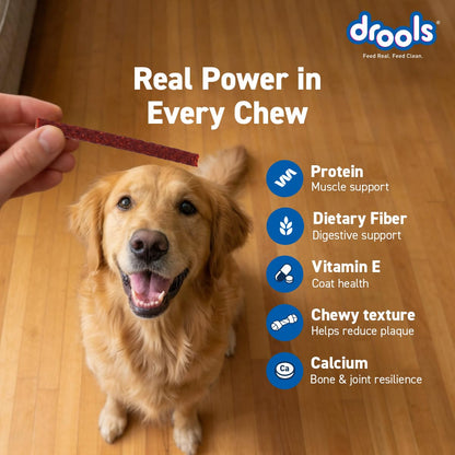Drools Puppy & Adult Dog Treats Sticks 100g | Strawberry Flavour | Rich in Protein | No Artificial Preservatives | Best for Training & Bonding | Formulated in USA | Premium Treats