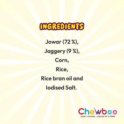 Chewboo Jowar Millet Shells for Kids | Light & Gut-Friendly Fibre Cereal | 72% Jowar & Jaggery | No Refined Sugar | Crunchy Healthy Snack | 400g