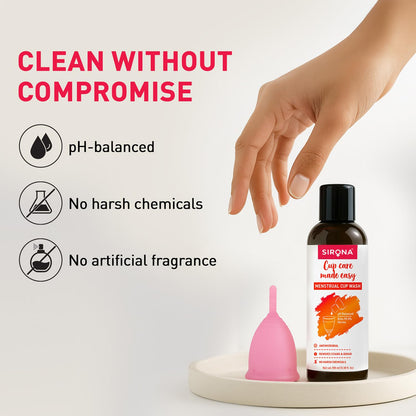 Sirona Natural Menstrual Cup Wash for Women - 100 ml with Rose Fragrance to Wash your Period Cup in a Hygienic Way