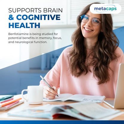 MetaCaps Benfotiamine 300mg Supplement – 90 Veg Capsules | High Absorption Fat-Soluble Vitamin B1 | Supports Nerve Health, Sugar Metabolism & Cellular Energy | Non-GMO & Vegan Friendly