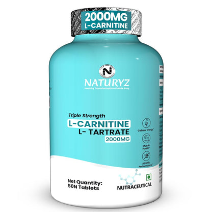 Naturyz Triple Strength L-Carnitine L-Tartrate 2000 Mg Converts Fat Into Energy|Cellular Energy & Endurance|Athletic Performance|Cutting Supplement - 50 Tablets,1 Count,50 Capsules