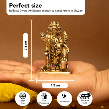 100% Pure Brass Dattatreya Murti (7.5 cm) | Idol for Puja, Study Table, Pooja Room & Home Decor | Statue of Lord Dattatreya for Spiritual Enrichment | Datta Sculpture