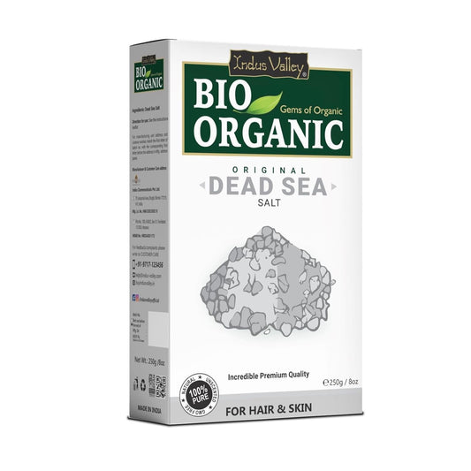 Box of Bio Organic Dead Sea Salt on a white background