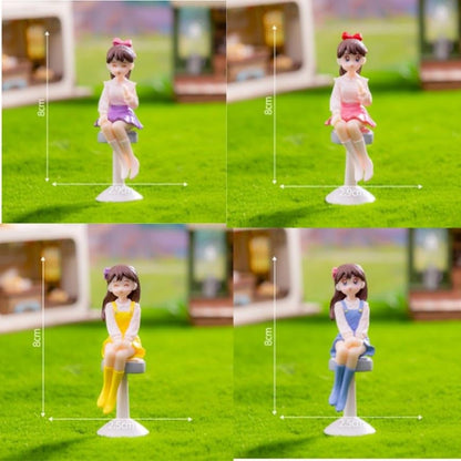 Miniature Cute Girls Figurine Set of 4 – Adorable PVC Mini Statues for Miniature Garden, Dollhouse Decor, Terrariums, Fairy Gardens & Cute Gifting
