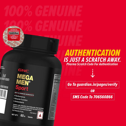 GNC Mega Men Sport Multivitamin for Men | 60 Tablets | 43 Premium Ingredients | Boosts Muscle Performance | Antioxidant Rich | Supports Prostate Health | Protects Heart & Vision | Formulated In USA