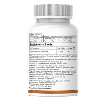 ZEOWELL CU (LeeWell) Copper Bisglycinate Supplement, 120 Tablets