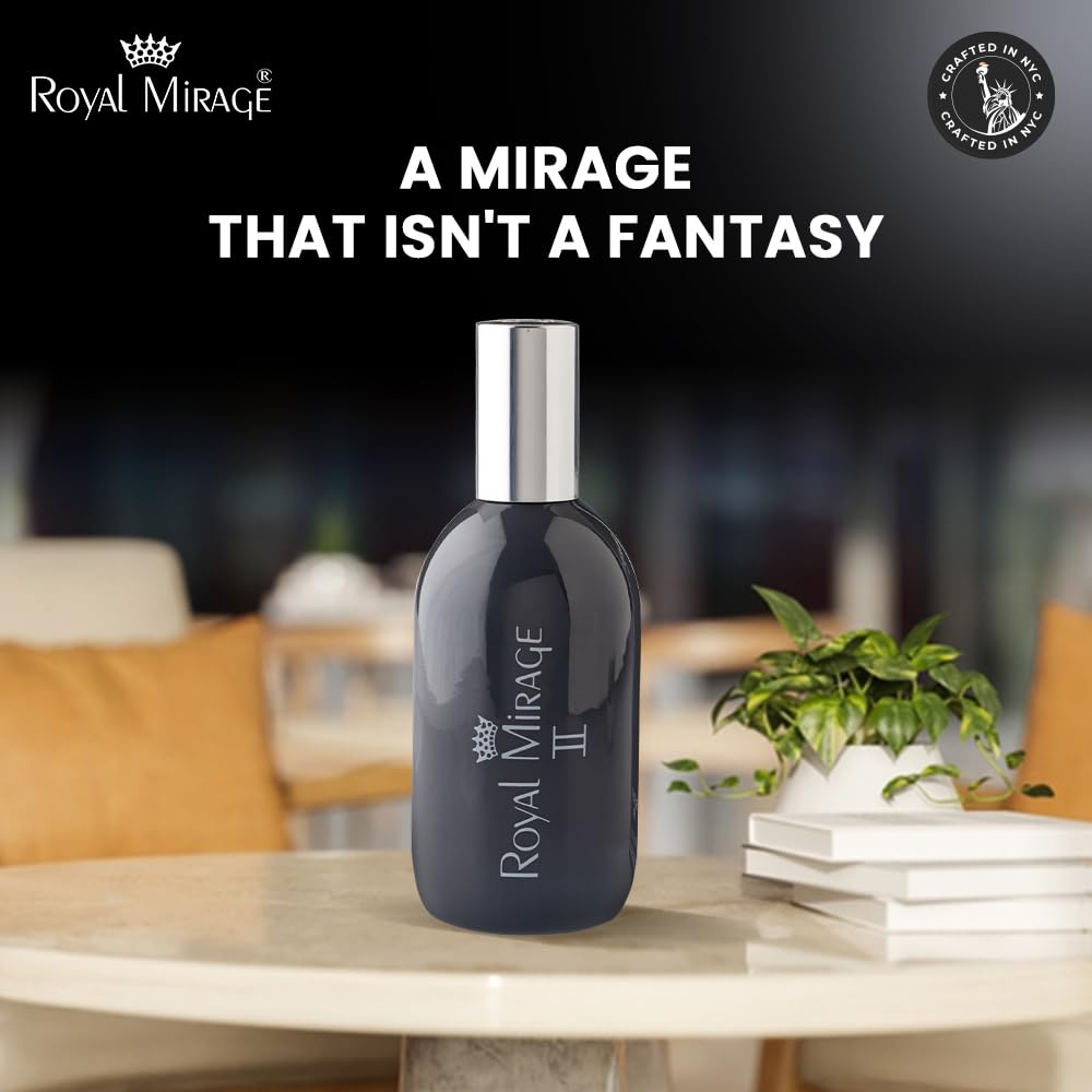 Royal Mirage II Eau De Cologne for Men | Long-Lasting Perfume Mist | Premium Luxury EDC | Fresh, Floral & Woody Notes | Alcohol-Free | Versatile Everyday Use | Gift for Men | 120ml