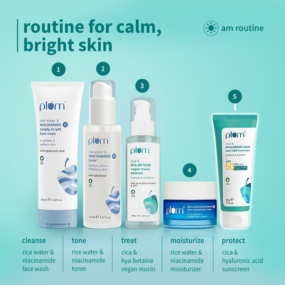Plum Cica&Hyaluronic Acid Aqua-Light Sunscreen Spf 50 Pa+++|No White Cast,Lightweight,Non-Sticky|Dermat Tested|Protects&Soothes|All Skin Types|Sunscreen For Women&Men|100% Vegan|50 G