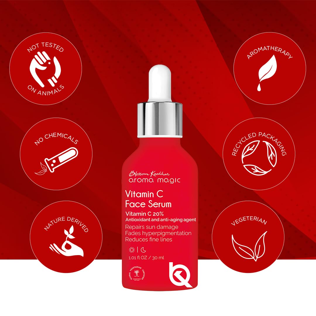 Aroma Magic 20% Vitamin C Face Serum | Anti-aging Agent, Orange Extract for Dark Spots, Pigmentation & Glowing Face - 30 ml | Pack of 1