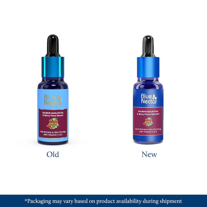Blue Nectar Manjistha & Beauty Berry Face Serum | Anti-Wrinkles & Skin Firming with Vitamin C & E | Face Serum for Women & Men Glowing Skin (13 Herbs, 30 ml)