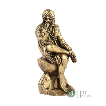 Brass 2" Sai Baba Statue | Symbol of Faith and Blessings | Sai Baba Murti Hindu God Idol Figurine Perfect for Decoration Puja & Gifting Purpose Sculpture (Weight- 40gm)