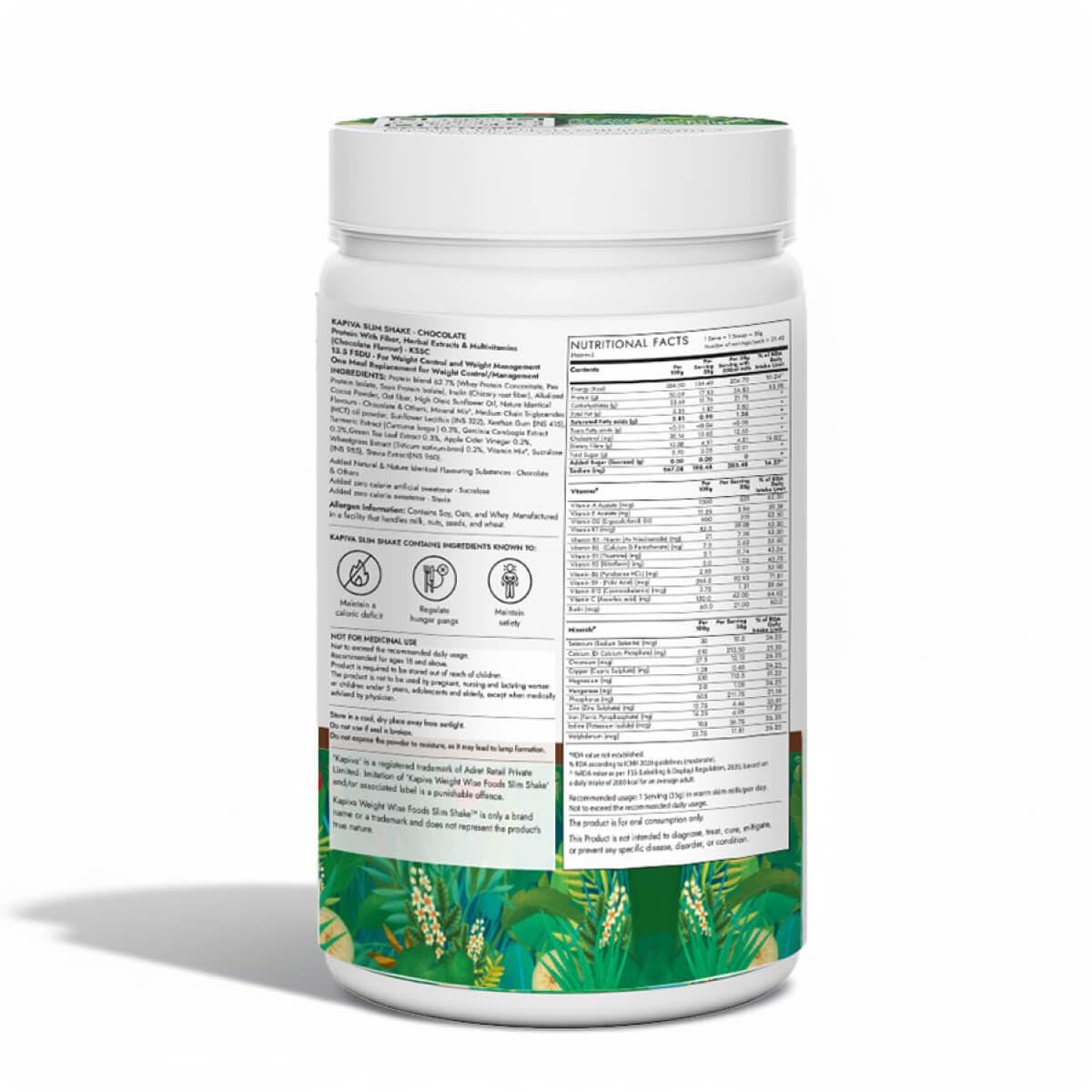 Kapiva Chocolate Slim Shake - Meal Replacement Drink Powered With 7 Ayurvedic Herbs For Healthy Weight Control & Management