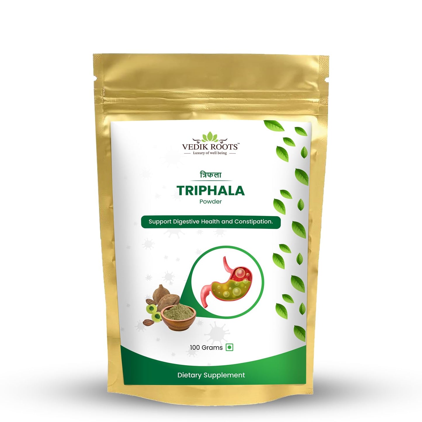 Triphala Powder 100g | 100% Pure & Natural | Digestive Cleanser, Detox Supplement & Immunity Booster | Haritaki, Bibhitaki & Amla | Ayurvedic Herbal Powder