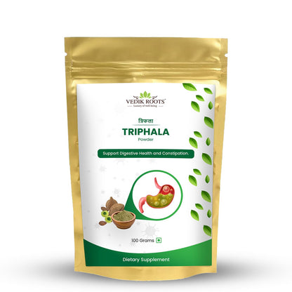 Triphala Powder 100g | 100% Pure & Natural | Digestive Cleanser, Detox Supplement & Immunity Booster | Haritaki, Bibhitaki & Amla | Ayurvedic Herbal Powder
