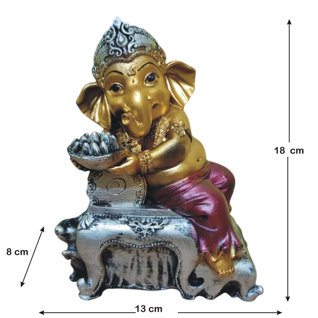 Ganesha Ganesh Ganpati Gajanan Statue Idol Murti Gift Item Decorative Showpiece Multicolor Polyresin Pack of 1 (B012)