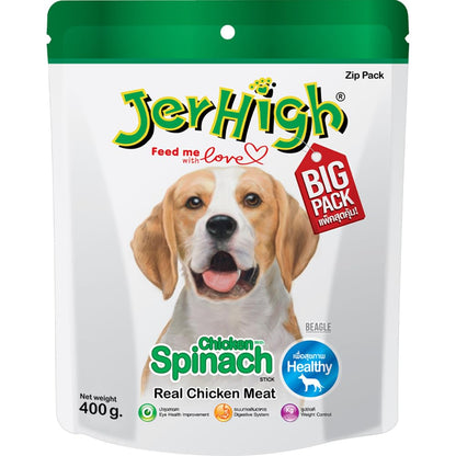 JerHigh Dog Treats, 400g, Human Grade Chicken, 100% Authentic Sold by Barkz & Mewz (400g, Chicken with Spinach)