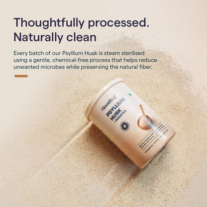 The Good Bug Psyllium Husk Powder with Prebiotics | 98% Pure Isabgol | 4.4 g Fibre Per Serving | Supports Constipation Relief, Gut Health, Weight Management & Healthy Blood Sugar