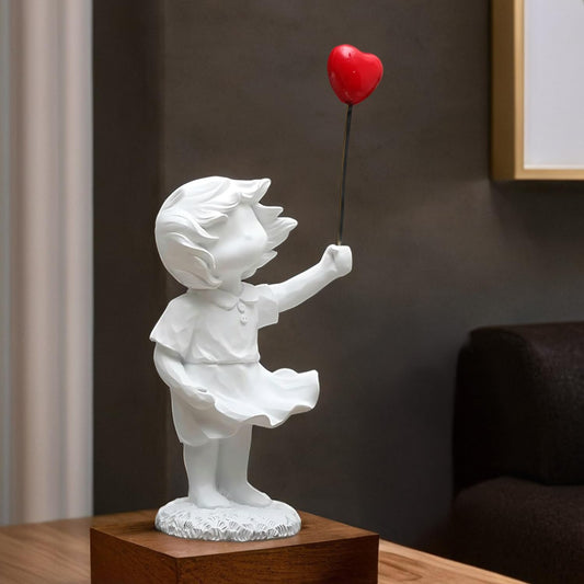 Nostrae Girl with Balloon Show Pieces for Home Decor Living Room Decorative Items | Cute Showpieces Gift Item for Decoration | Center Table Tv Showcase Office Desk Interior Statue Figurines