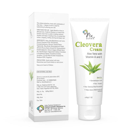 Fixderma Cleovera cream Skin moisturizer with Aloe vera, reduces inflammation & redness, soothing & hydrating cream after shaving Paraben free-60gm