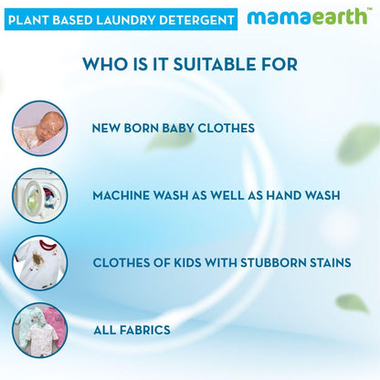 Mamaearth Plant Based Laundry Detergent For Babies - 1 L | Infused with Neem Extract and Lime Citrus Acid | Liquid Formula, Removes Tough Stains, Eliminates Odor
