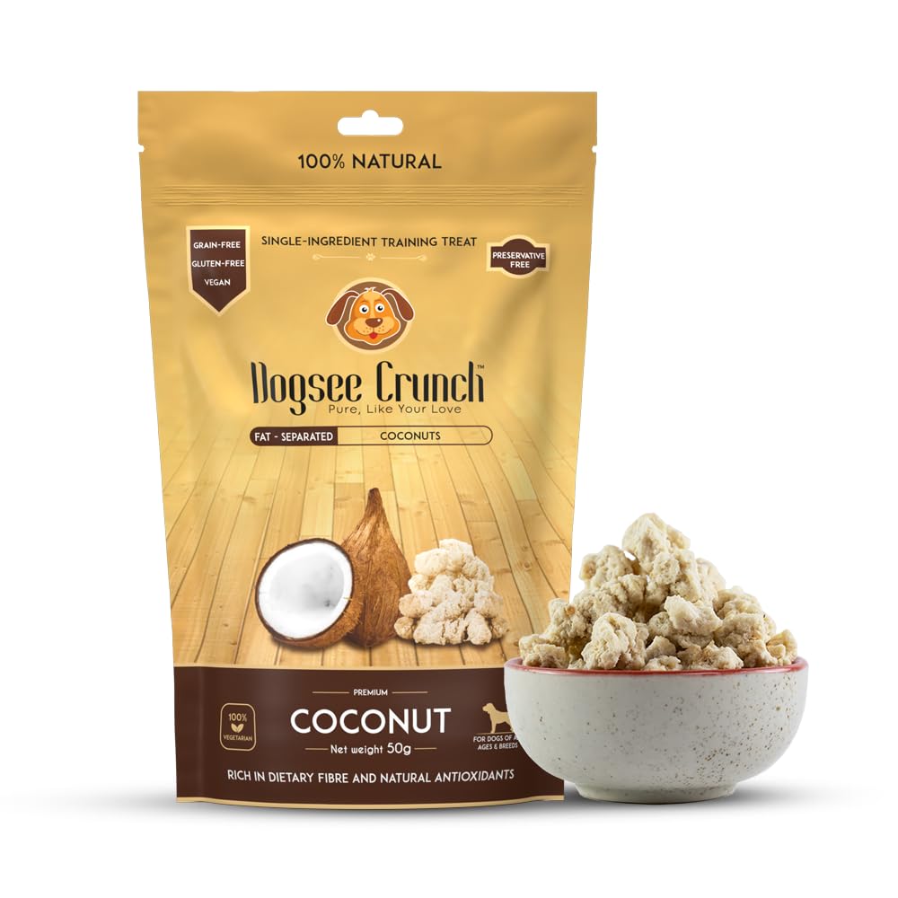 Dogsee Crunch Coconut Training Treats for Dogs - 50g Real Coconuts | for Better Digestive Health | Freeze-Dried Training Treats