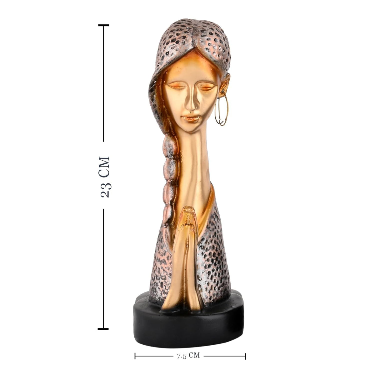 Graceful Resin Namaste Statue of a Girl |Elegant Spiritual Décor (Pack of 1, Golden & Silver)