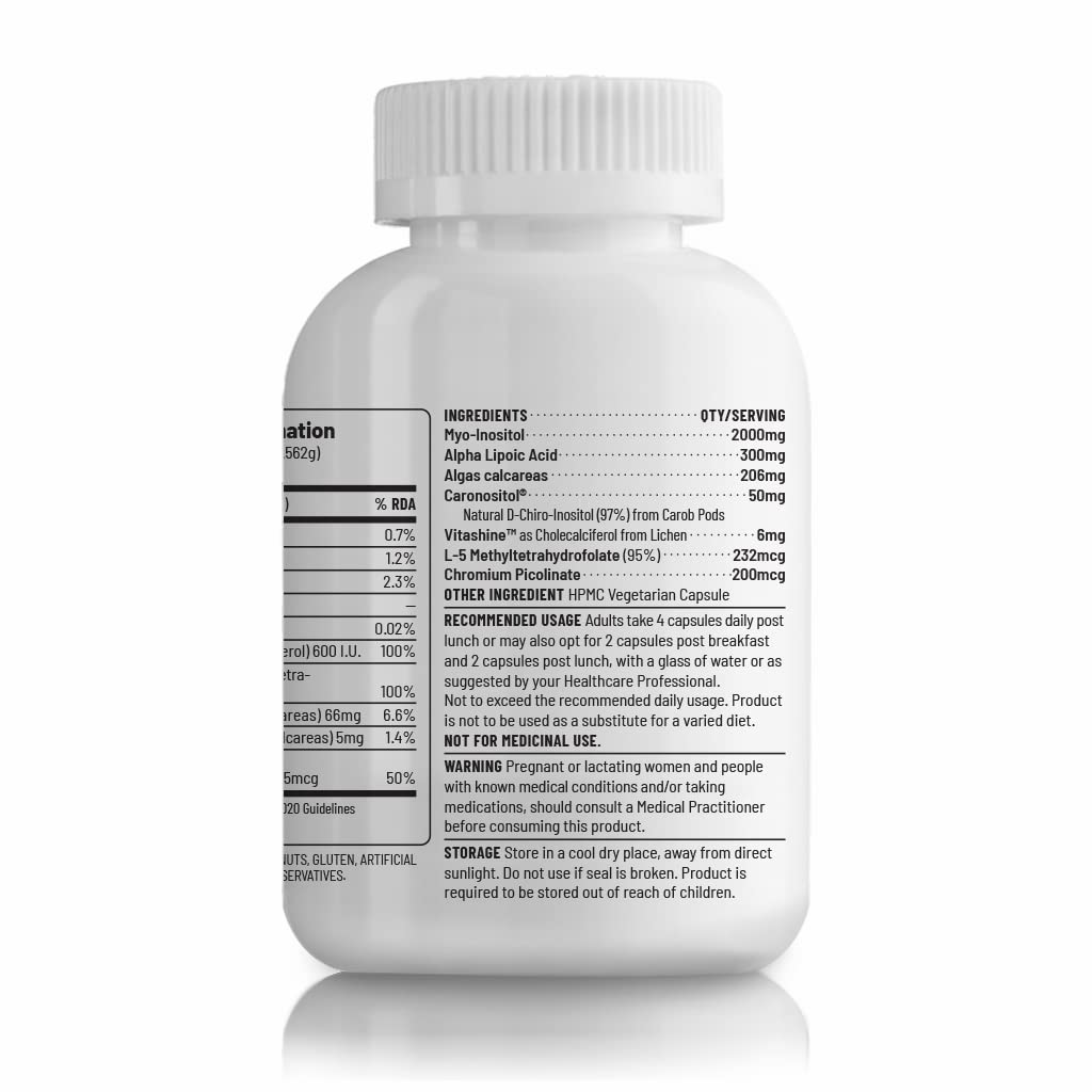 Zephivo Unived PCOS Management, 40:1 Ratio 2000mg Myo-Inositol to 50mg D-Chiro-Inositol with Natural Caronisitol®, for Acne, Facial Hair, Insulin Resistance (1 Month Supply capsules)

