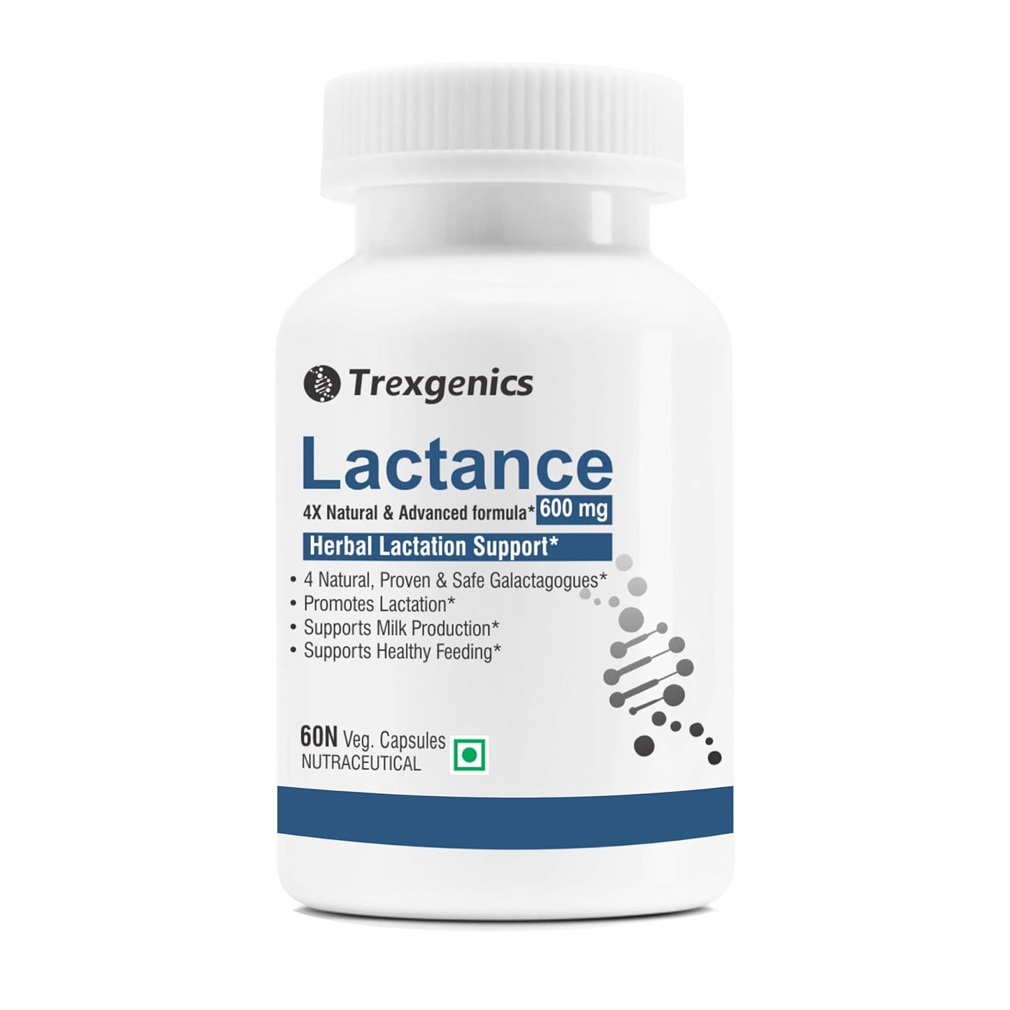 Trexgenics Lactance supplement bottle on a white background