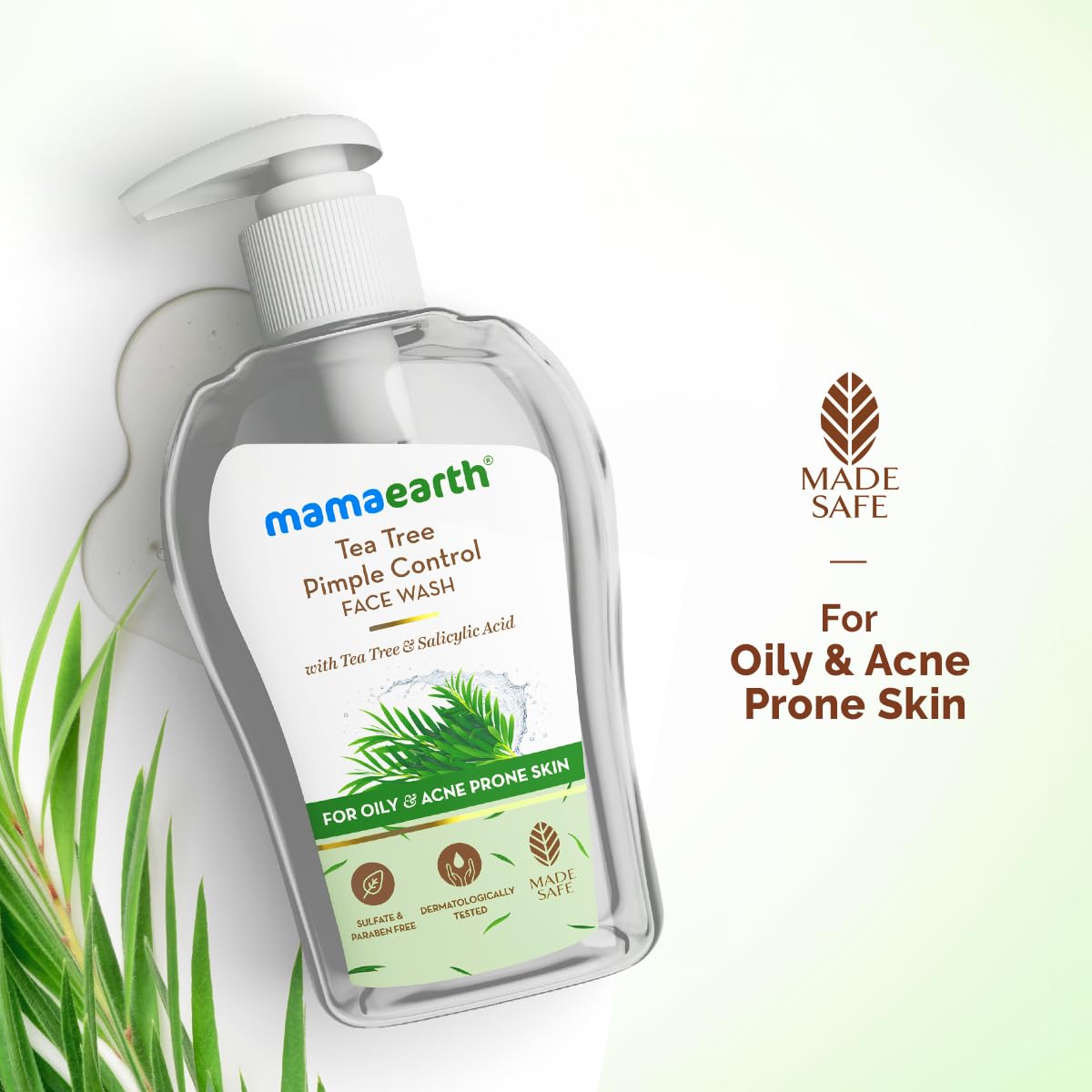 Mamaearth Tea Tree Pimple Control, Anti Acne Face Wash with Tea Tree & Salicylic for Oily & Acne-Prone Skin - 250 ml | Controls Oil to Prevent Pimples | Made Safe