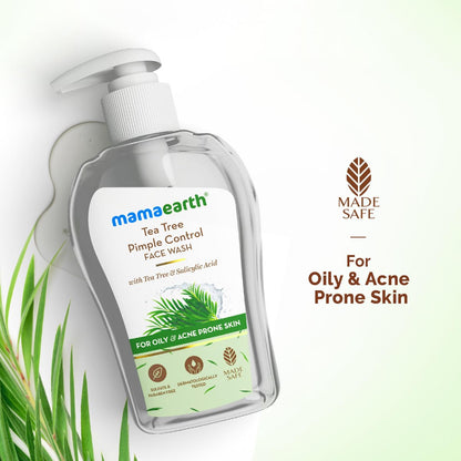 Mamaearth Tea Tree Pimple Control, Anti Acne Face Wash with Tea Tree & Salicylic for Oily & Acne-Prone Skin - 250 ml | Controls Oil to Prevent Pimples | Made Safe