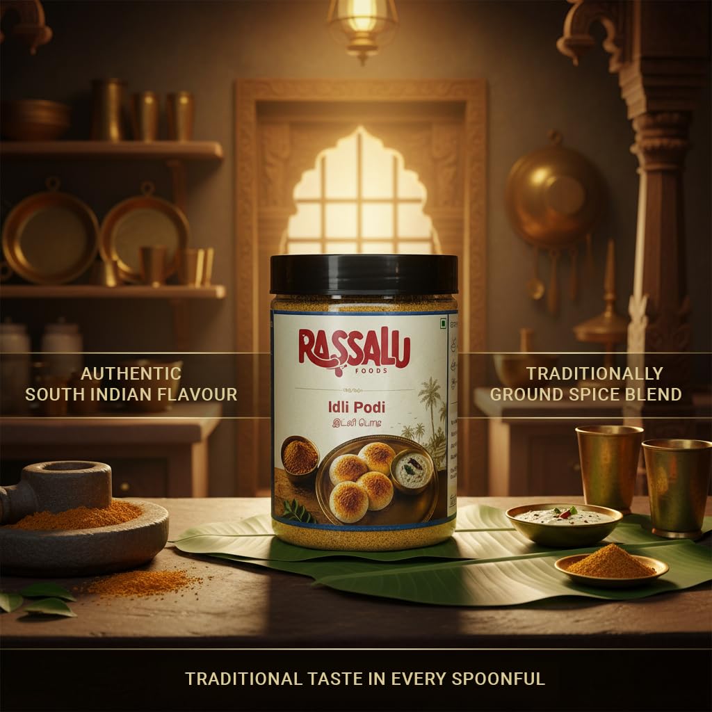Rassalu Foods Traditional Andhra Idly Podi 150g | Milagai | Idli Dosa | Gun Powder | Spiced Lentil Chutney Powder | Breakfast | Travel Friendly | No Preservatives