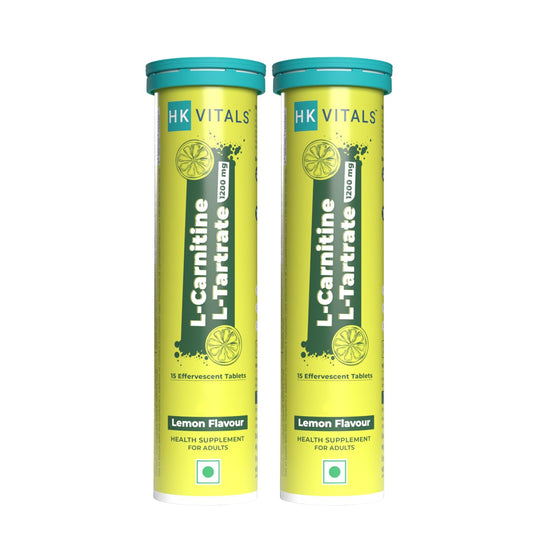 HealthKart HK VITALS L-Carnitine L-Tartrate 1200mg (Lemon Flavour, 30 Effervescent Tablets) | No Added Sugar