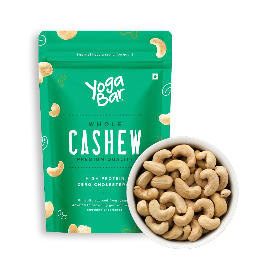 YogaBar Premium Cashews 500g | Whole 320 Kaaju| 100% Natural King Size Crunchy Kaju | Premium Nuts & Dry Fruits | Rich in Fibre, Vitamin E, K, B6 | Boost Immunity| Healthy Snacks | Dry Fruit Gift Pack