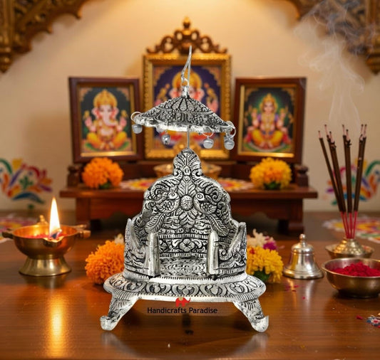 Aluminium Antique Silver Plated Singhasan, 5.5 inch, 1 Piece