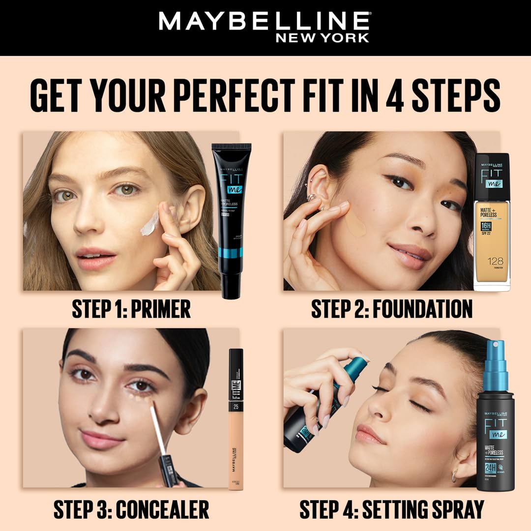 Maybelline New York Fit Me Concealer, Oil free Liquid conceals dark circles, redness, flaws, and blemishes. Fit Me suits oily skin & dry skin - Honey|6.8ml