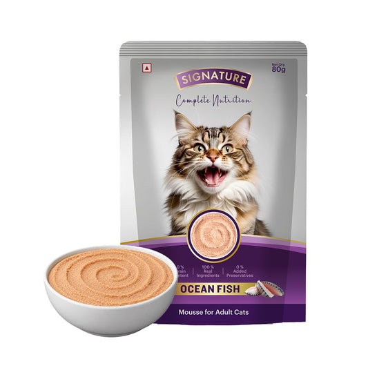 Grain Zero Adult Cat Wet Mousse 80gm | Ocean Fish | Rich in Protein, Promotes Hydration & Easy to Digest | Grain Free, No Artificial Flavours | Packed with Essential Vitamins & Antioxidants