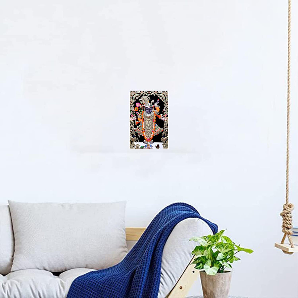 Shrinathji Paintings for Living room, Shrinathji Poster Big Size with Sparkle Coated Lamination - 2410 (Self Adhesive) 18x24 Inch