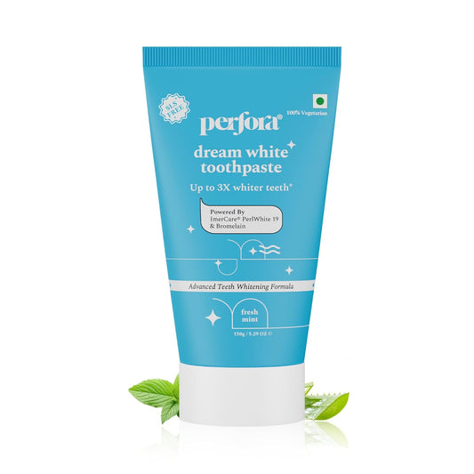 Perfora Teeth Whitening Toothpaste For Stain Removal - 150 g | Fluoride & SLS Free Tooth Paste For Adult & Kids | N-Ha For Teeth Remineralisation & Oral Care | No Artificial Sweetners