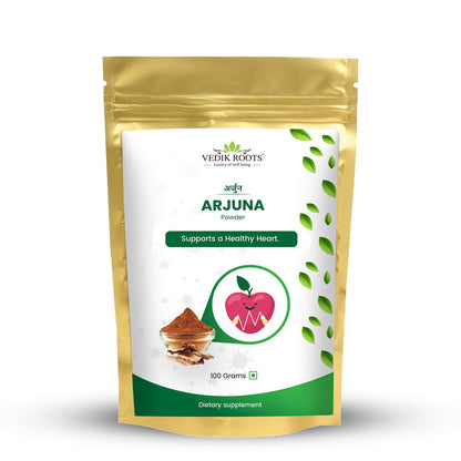Vedik Roots Arjuna powder packaging on a white background