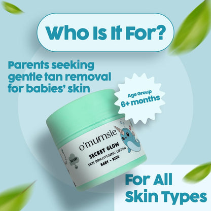 O'mumsie Natural Ubtan Powder For Kids | Effective Tan Removal & Helps in Skin Glow | Enriched with Chickpea & Turmeric | 100% Natural & Organic with Euro Certified - 50g