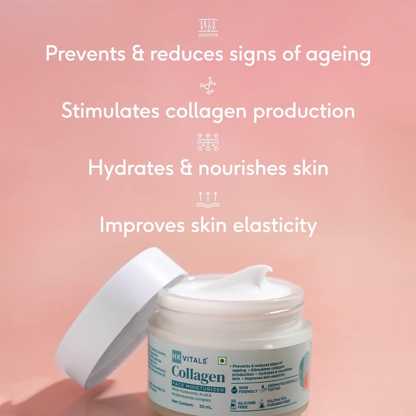 HK VITALS by HealthKart Collagen Moisturizer for Face (50ml) | With Hyaluronic Acid, Stimulates Collagen Production | Reduces Signs of Ageing & Nourishes Skin | All Skin Types