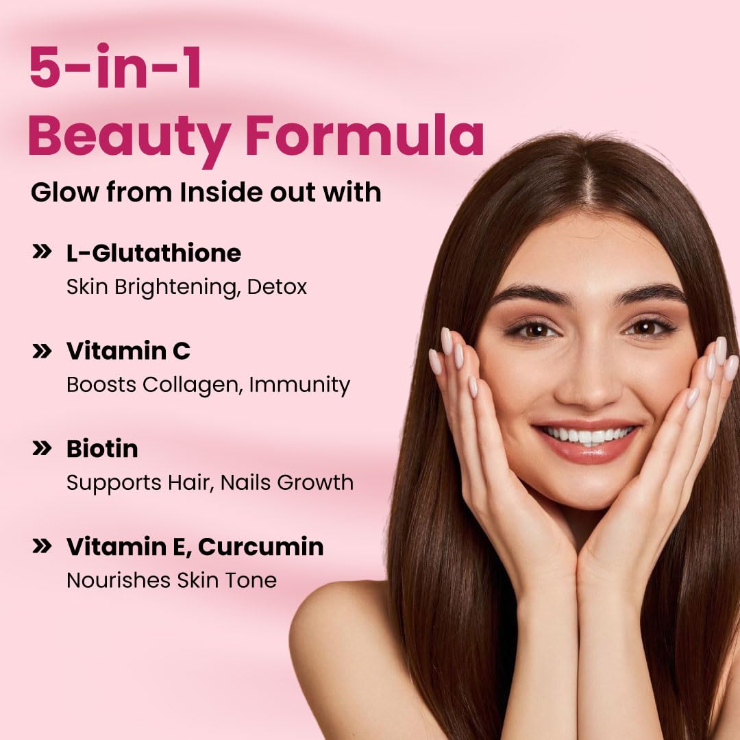 ZEROHARM Skin Radiance Supplement | L-Glutathione, Acerola Cherry Extract (Vitamin C), Biotin & E for Skin Whitening | Skin Glow, Reduce Dark Spots, Brighten & Hydrate Skin | Men & Women | 60 Tablets
