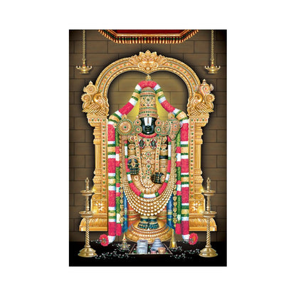 Tirupati Balaji Poster Large Size | Tirupati Balaji Paintings Sparkle Coated Self Adhesive (18×24 Inch, Tipupati Balaji)